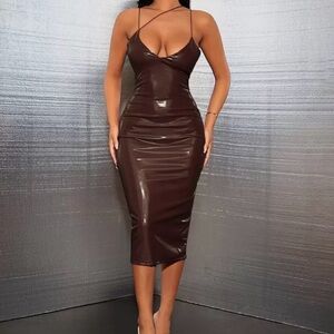 Elegant Brown Bodycon Dress